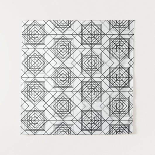  zwart-wit Abstract lineair patroon Wandkleed (Voorkant (horizontaal))