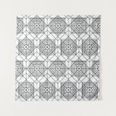 zwart-wit Abstract lineair patroon Wandkleed (Voorkant)