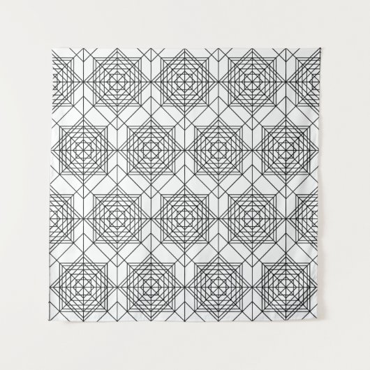  zwart-wit Abstract lineair patroon Wandkleed (Voorkant)