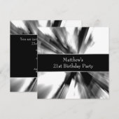 Zwart Wit Abstract Mans 21ste Verjaardag Kaart (Voorkant / Achterkant)