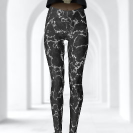 Zwart-wit Abstract Marmeren Patroon Leggings