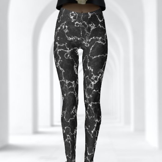 Zwart-wit Abstract Marmeren Patroon Leggings