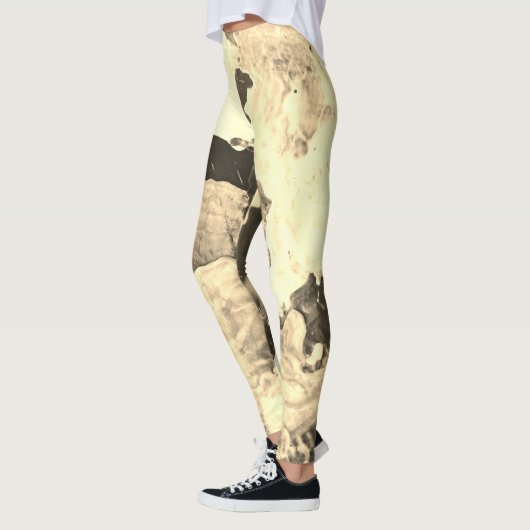 Zwart-wit Abstract Marmeren Patroon Workout Leggings (Links)