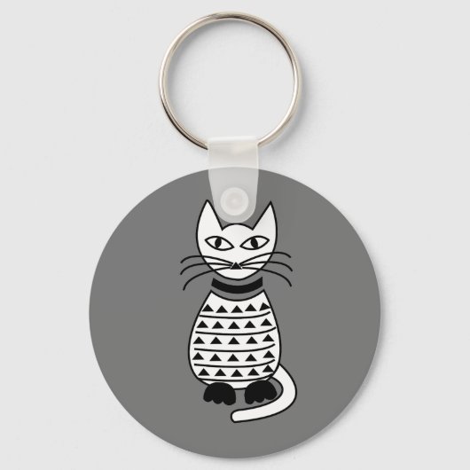 Zwart-wit Abstract meetinstrument Sleutelhanger (Voorkant)