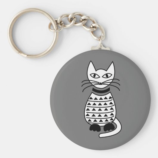 Zwart-wit Abstract meetinstrument Sleutelhanger (Voorkant)