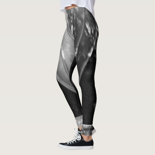 Zwart-wit Abstract met persoonlijke naam Leggings (Links)