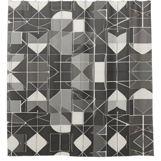 Zwart-wit Abstract: minimalistische stijl Douchegordijn (Voorkant)
