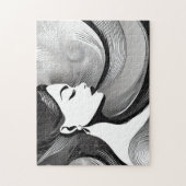 Zwart & Wit Abstract Modern Denken Vrouw Legpuzzel (Verticaal)