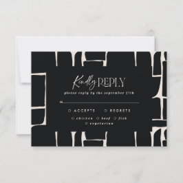 Zwart wit abstract modern eenvoudig huwelijk R.S.V Kaart