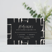 Zwart wit abstract modern eenvoudig huwelijk R.S.V Kaart (Staand voorkant)