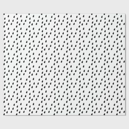 Zwart-wit Abstract Modern Random Raindrop Cadeaupapier (Vlak)