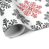 Zwart-wit Abstract modern sneeuwvlokpatroon Cadeaupapier (Rol Hoek)