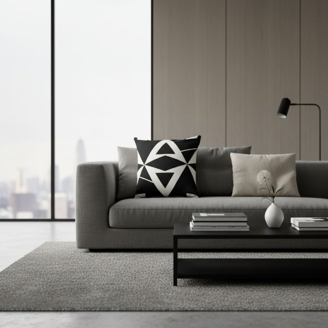 Zwart-wit abstract modern trendy retro cool kussen (Creator heeft geüpload)