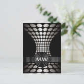 Zwart-wit abstract monogram briefkaart (Staand voorkant)