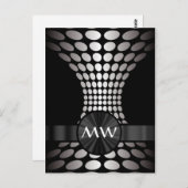 Zwart-wit abstract monogram briefkaart (Voorkant / Achterkant)