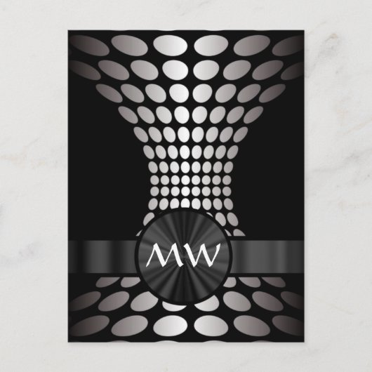 Zwart-wit abstract monogram briefkaart (Voorkant)