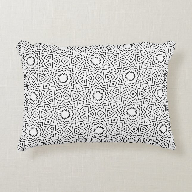 Zwart-wit abstract naadloos mandala-ontwerp accent kussen (Voorkant)