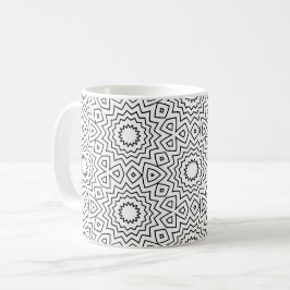 Zwart-wit abstract naadloos mandala-ontwerp koffiemok
