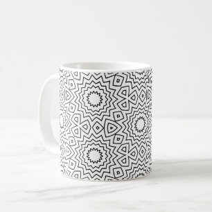 Zwart-wit abstract naadloos mandala-ontwerp koffiemok