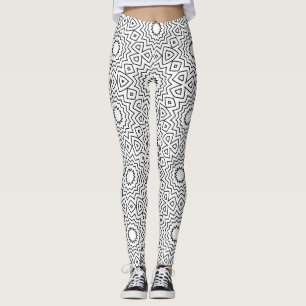 Zwart-wit abstract naadloos mandala-ontwerp leggings