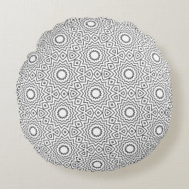Zwart-wit abstract naadloos mandala-ontwerp rond kussen