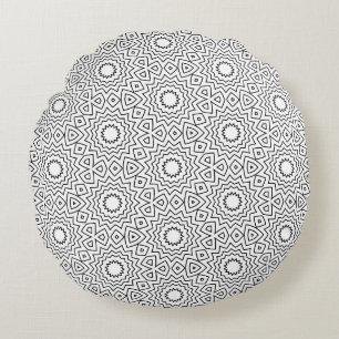 Zwart-wit abstract naadloos mandala-ontwerp rond kussen
