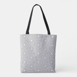 Zwart-wit abstract naadloos mandala-ontwerp tote bag