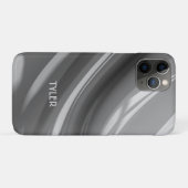 Zwart-wit abstract, naam wit in tekst Case-Mate iPhone case (Achterkant (horizontaal))