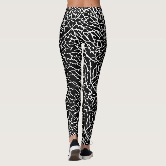 Zwart-wit abstract olifantprint leggings (Achterkant)