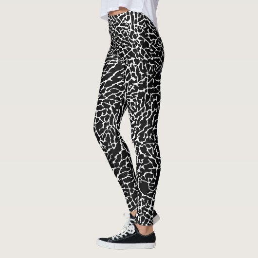 Zwart-wit abstract olifantprint leggings (Links)