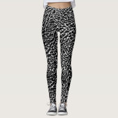 Zwart-wit abstract olifantprint leggings (Voorkant)