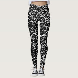 Zwart-wit abstract olifantprint leggings