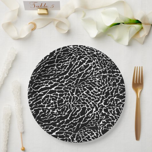 Zwart-wit abstract olifantprint papieren bordje (Huwelijk)