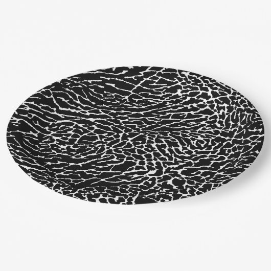 Zwart-wit abstract olifantprint papieren bordje (Gekanteld)