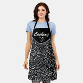 Zwart-wit abstract olifantprint schort (Gedragen)