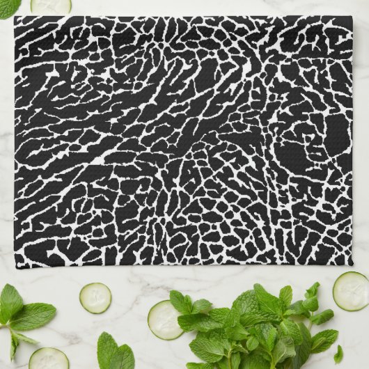 Zwart-wit abstract olifantprint theedoek (Gevouwen)