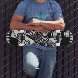 Zwart/wit abstract ontwerp 7 3/4-inch skateboard d