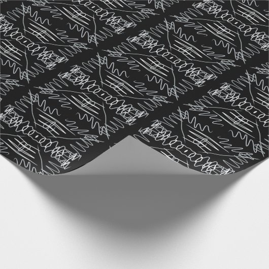 Zwart-wit abstract ontwerp cadeaupapier (Hoek)