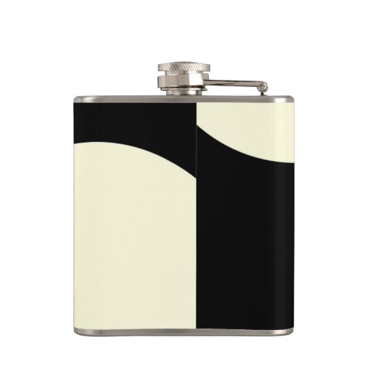 Zwart-wit abstract ontwerp heupfles (Achterkant)