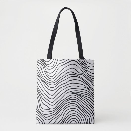 Zwart-wit Abstract Patroon Canvas tas (Voorkant)