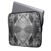 Zwart-wit abstract patroon laptop sleeve (Voorkant Links)