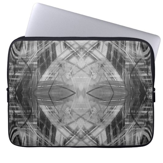 Zwart-wit abstract patroon laptop sleeve (Voorkant)
