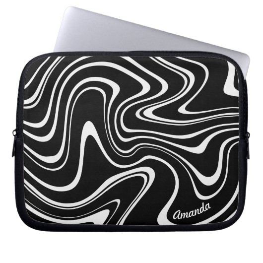 Zwart-wit Abstract patroon - ! Laptop Sleeve (Voorkant)