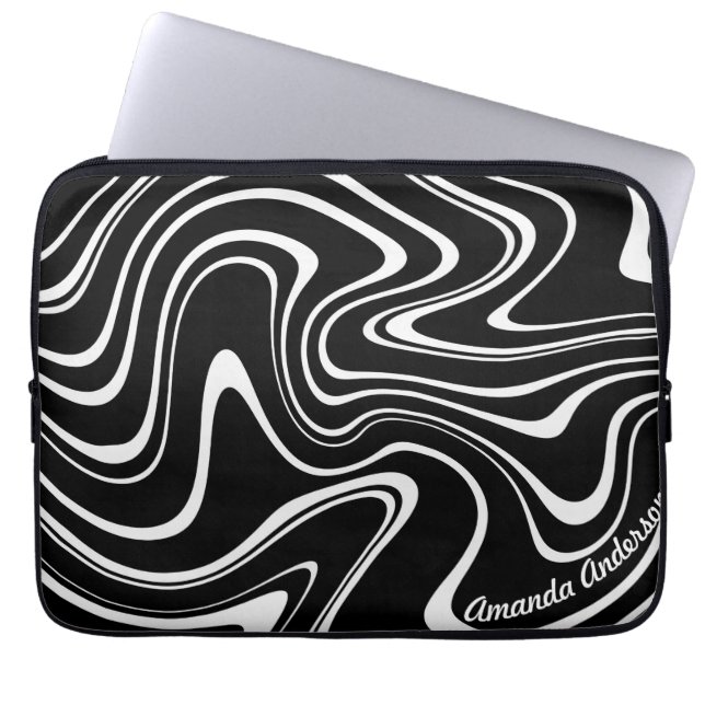 Zwart-wit Abstract patroon - ! Laptop Sleeve (Voorkant)