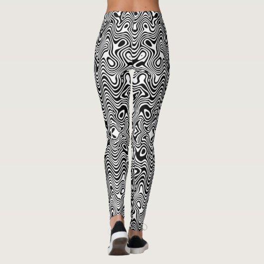 Zwart-wit abstract patroon leggings (Achterkant)