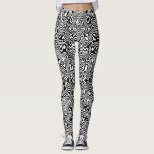 Zwart-wit abstract patroon leggings (Voorkant)