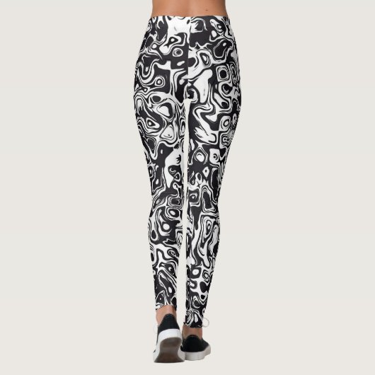 Zwart-wit abstract patroon leggings (Achterkant)