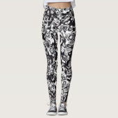 Zwart-wit abstract patroon leggings (Voorkant)