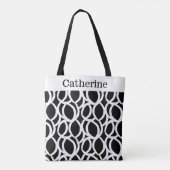 Zwart-wit abstract patroon met naam tote bag (Achterkant)