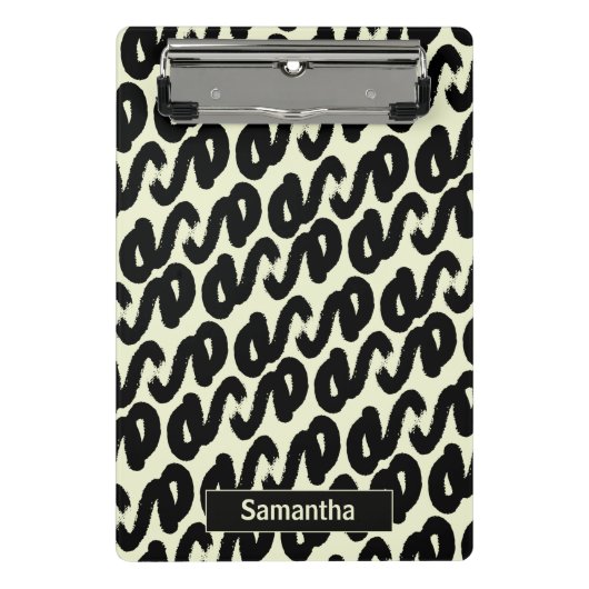 zwart-wit abstract patroon monogram mini klembord (Voorkant)